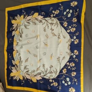 FONYVE Floral Yellow and Blue Square Head Scarf/Bandana/Neckerchief